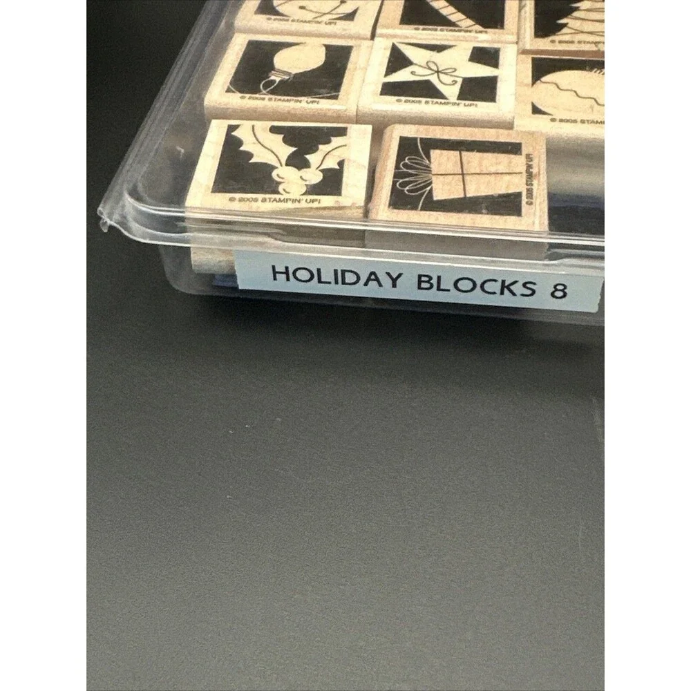 Stampin' Up! Holiday Blocks 8 Rubber Stamps Scrapbooking Christmas Tree gift